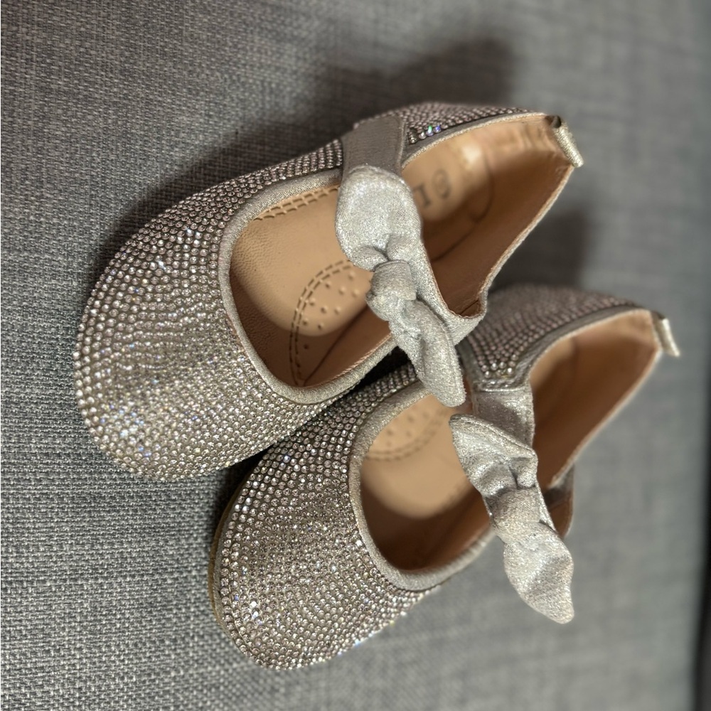 Silver Dress Shoes with Rhinestone Embellishments